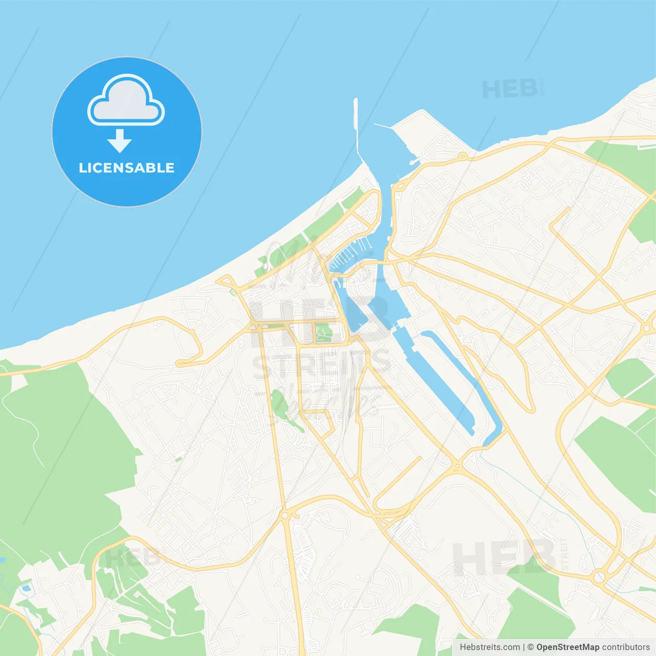 Dieppe, France Vector Map - Classic Colors