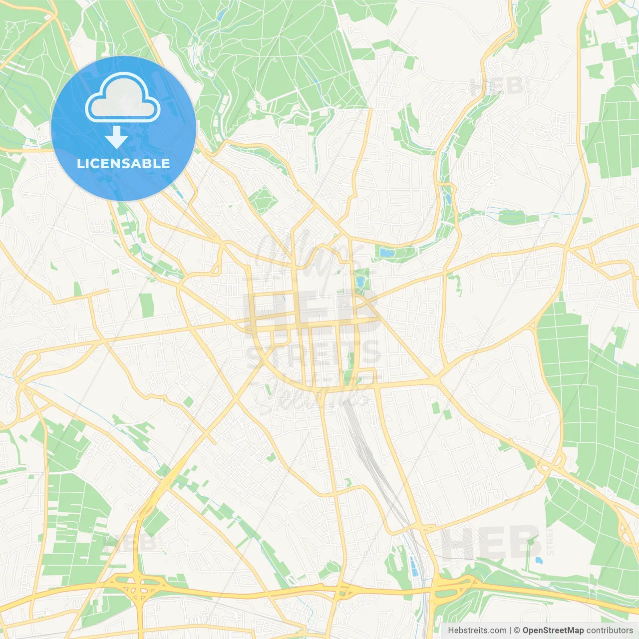 Wiesbaden, Germany Vector Map - Classic Colors