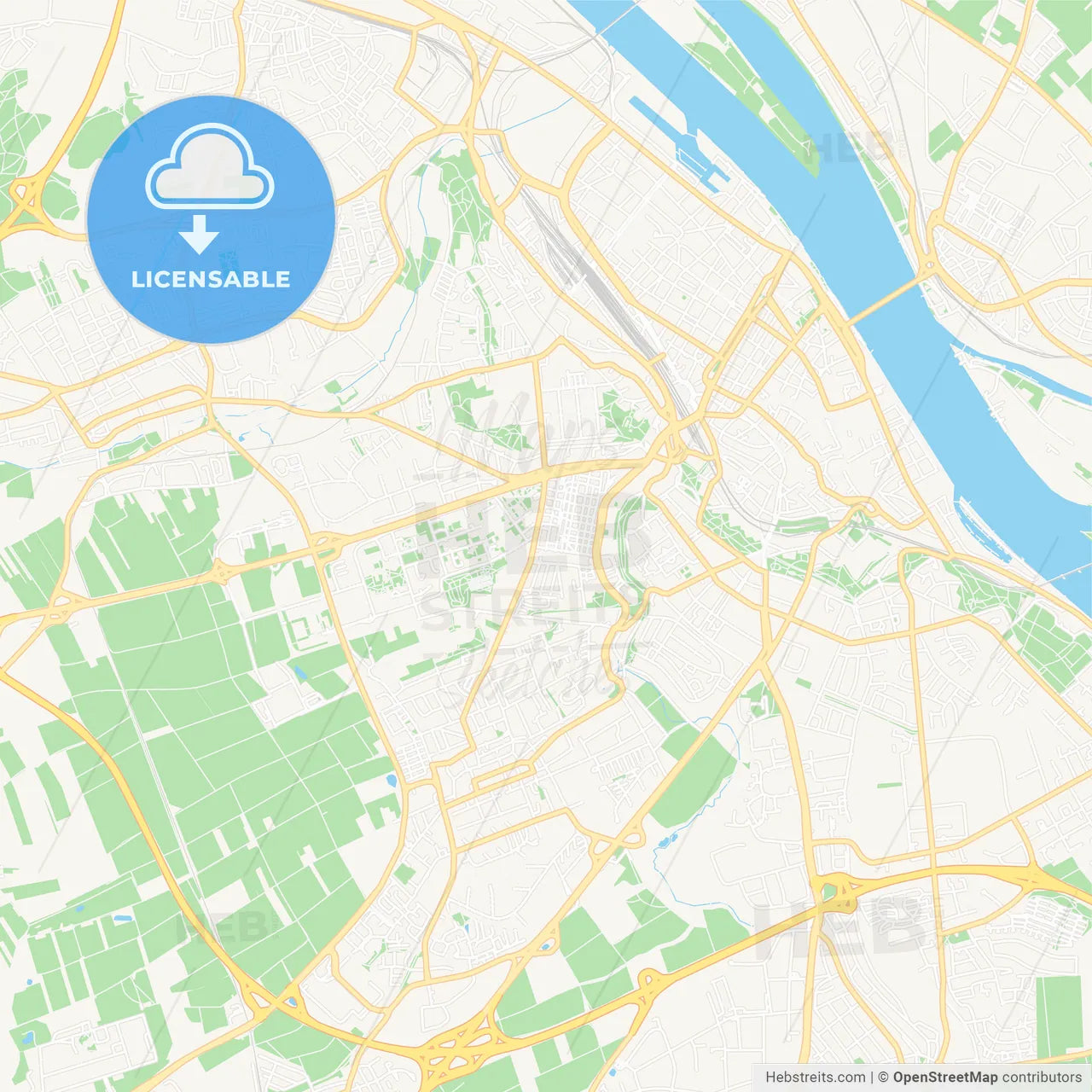 Mainz, Germany Vector Map - Classic Colors