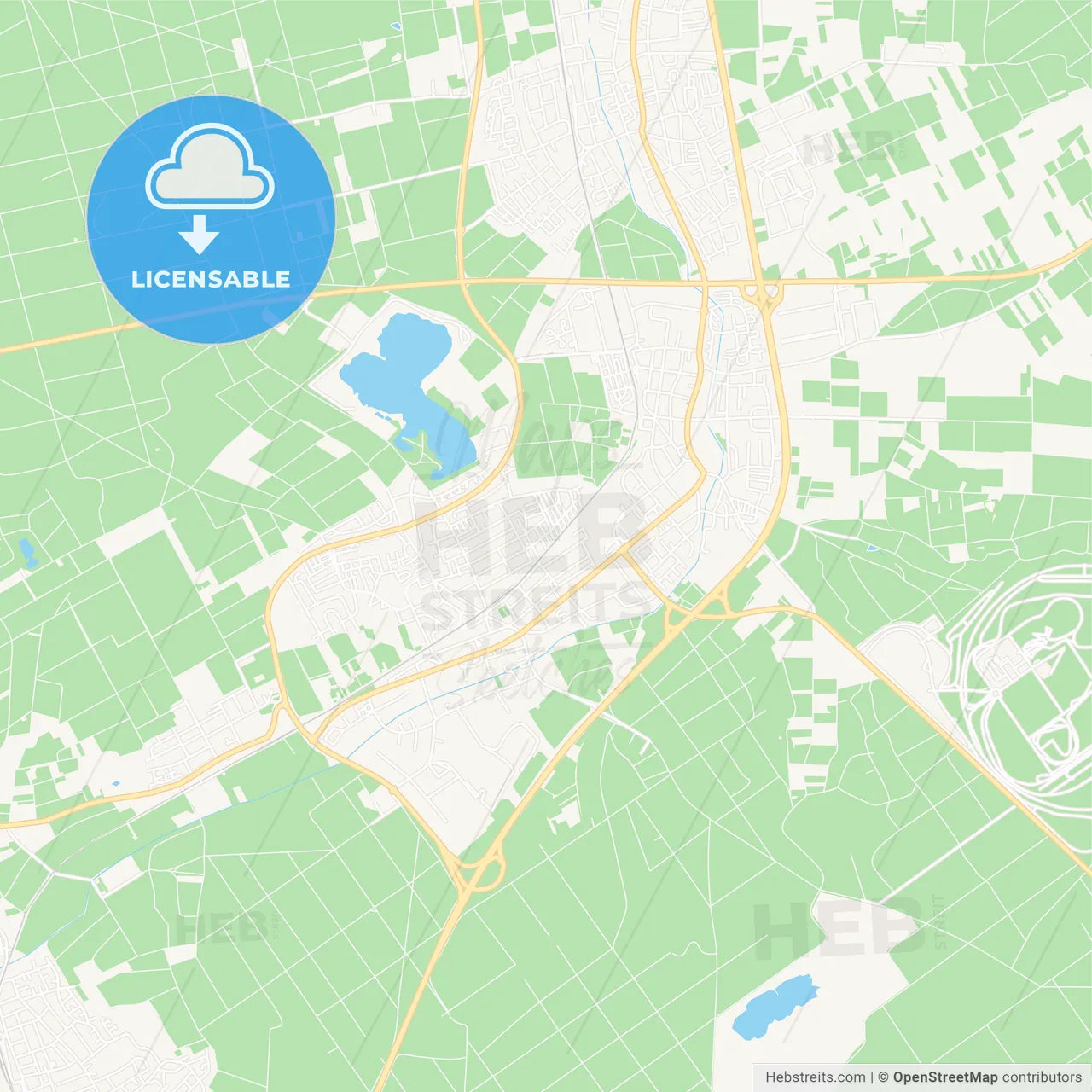 Rodgau, Germany Vector Map - Classic Colors