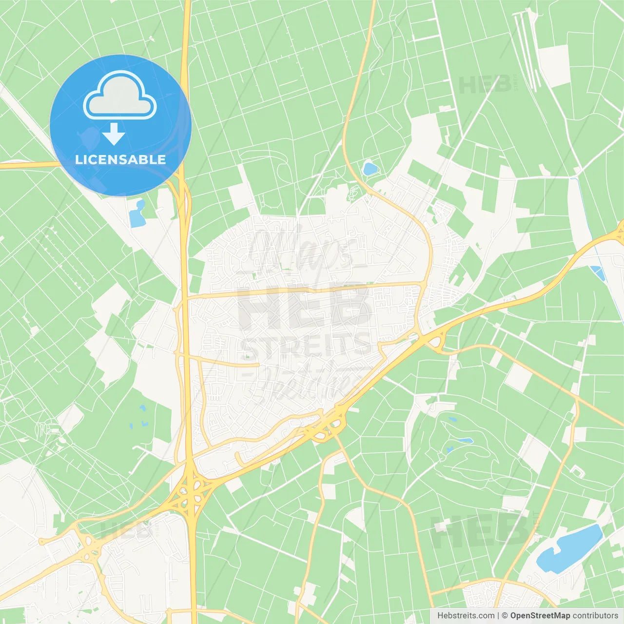 Viernheim, Germany Vector Map - Classic Colors