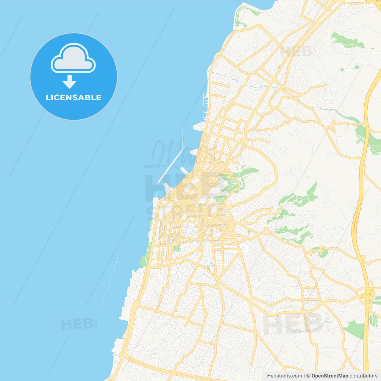 Patras, Greece Vector Map - Classic Colors