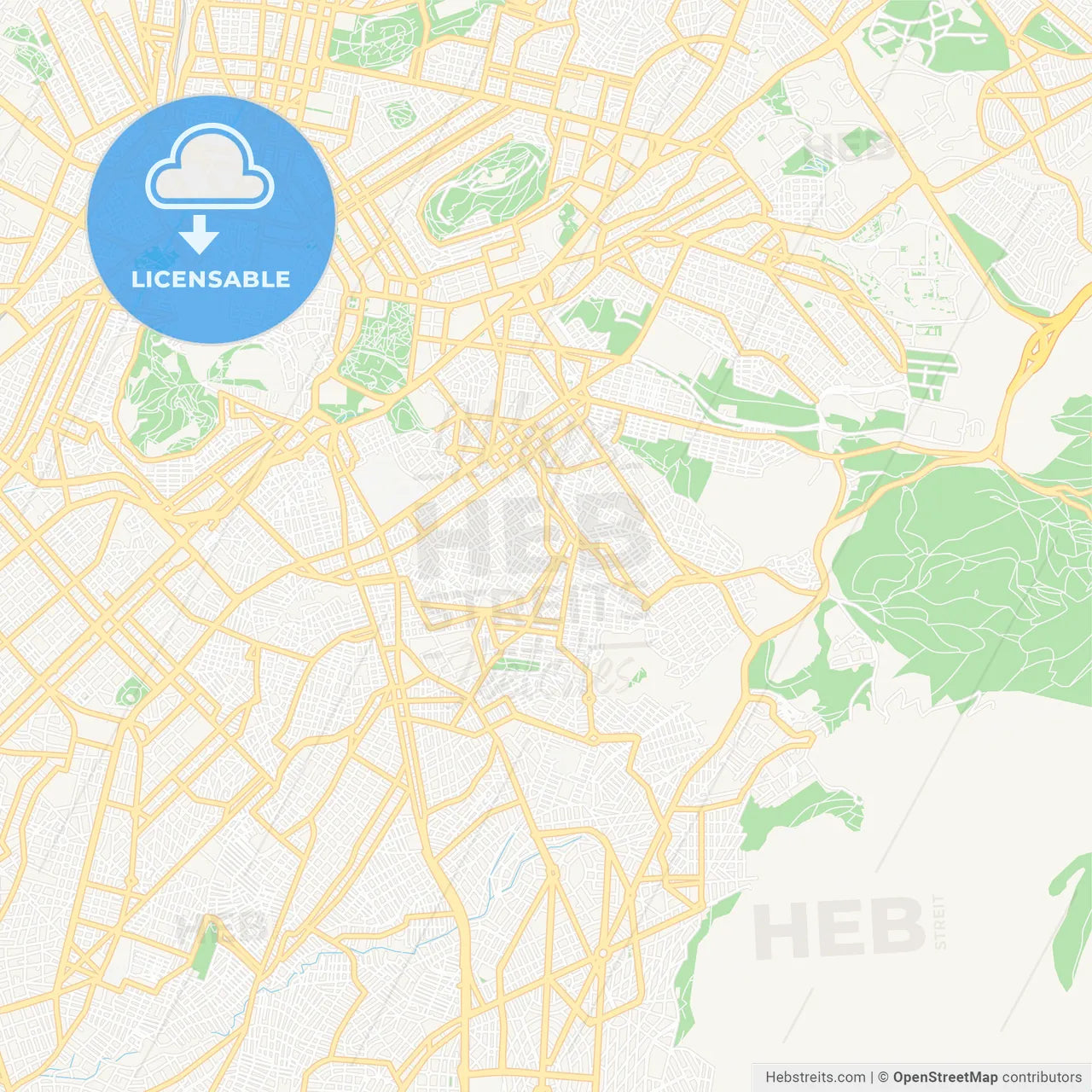 Vyronas, Greece Vector Map - Classic Colors