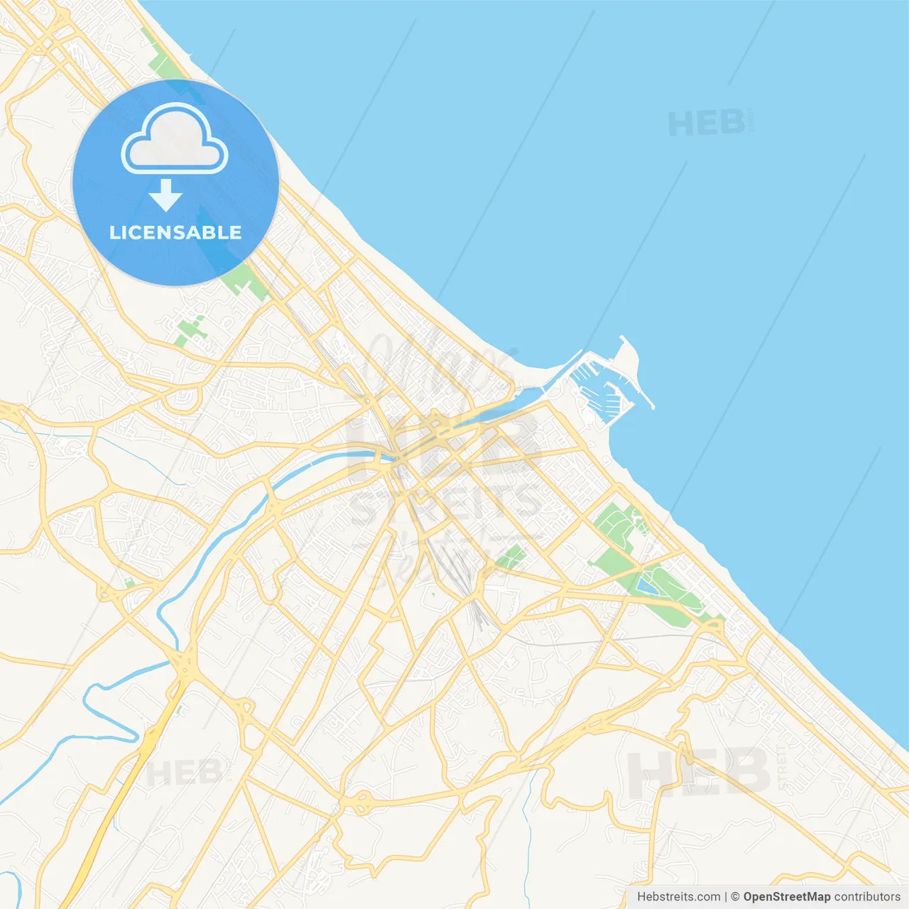 Pescara, Italy Vector Map - Classic Colors