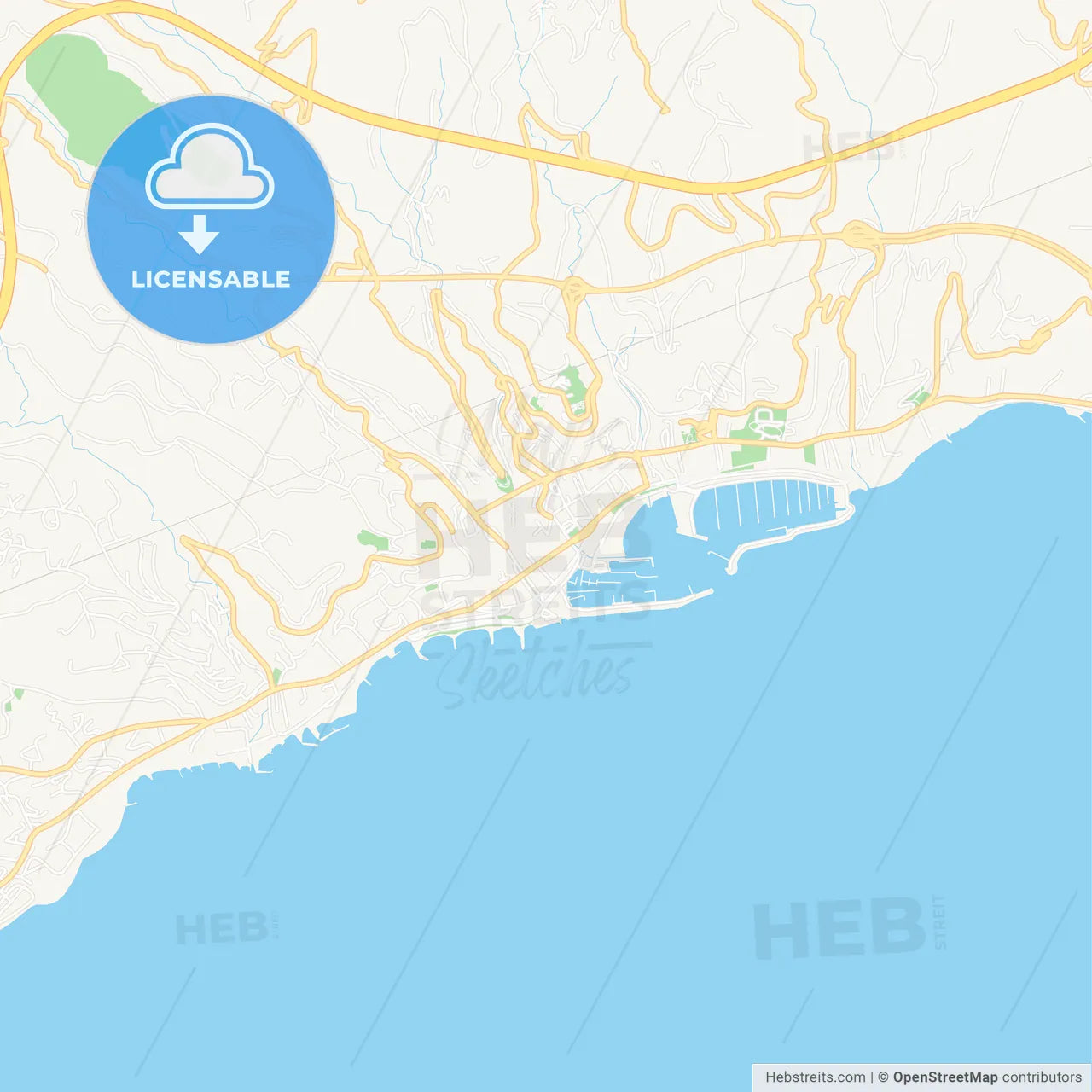 Sanremo, Italy Vector Map - Classic Colors