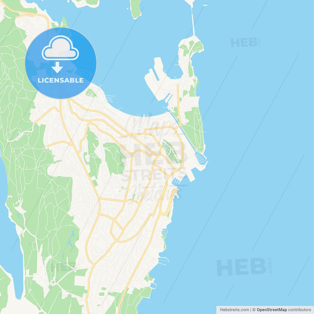 Horten, Norway Vector Map - Classic Colors