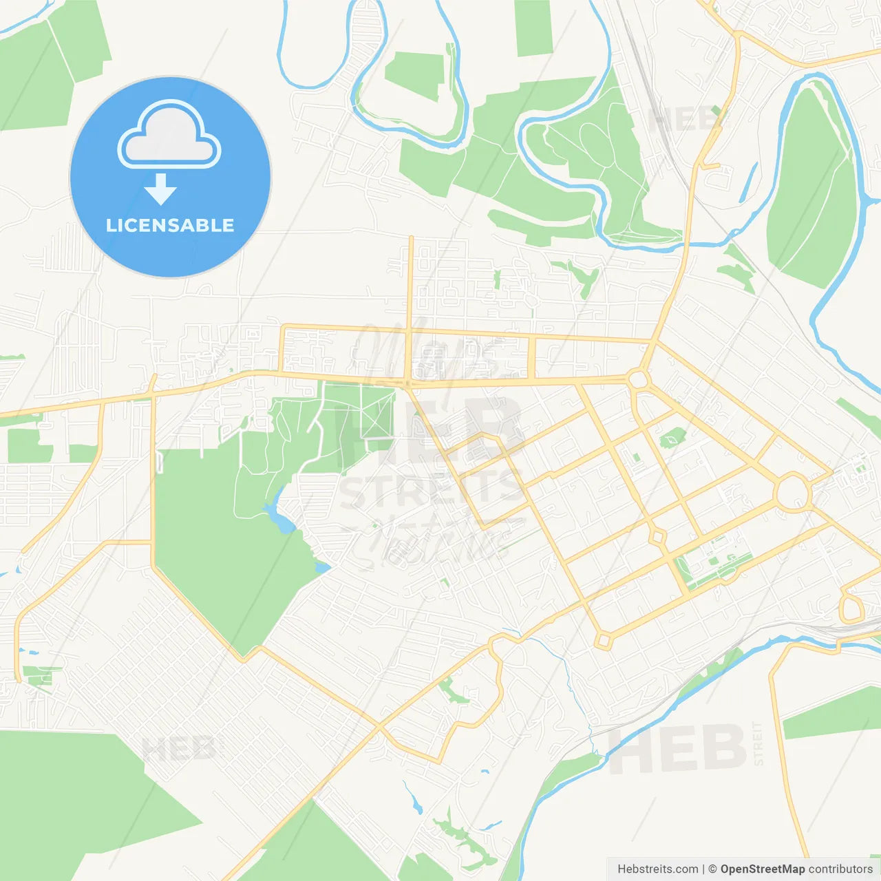 Novocherkassk, Russia Vector Map - Classic Colors