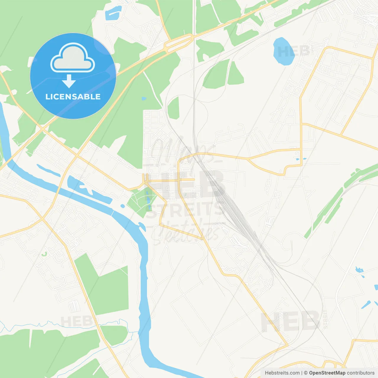 Voskresensk, Russia Vector Map - Classic Colors