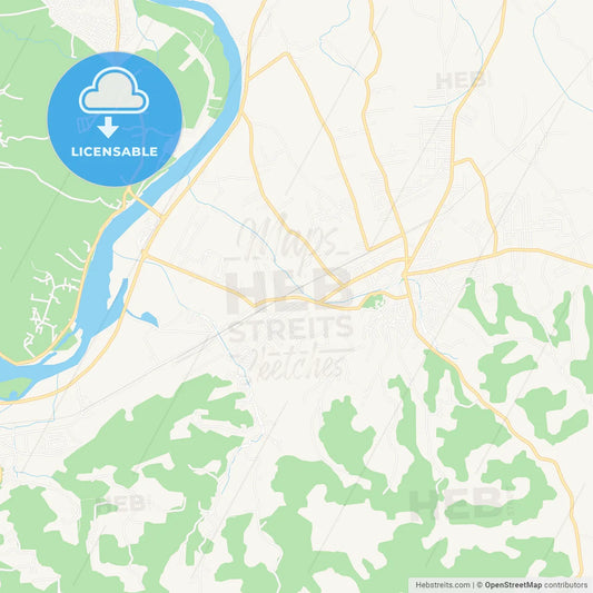 Loznica, Serbia Vector Map - Classic Colors