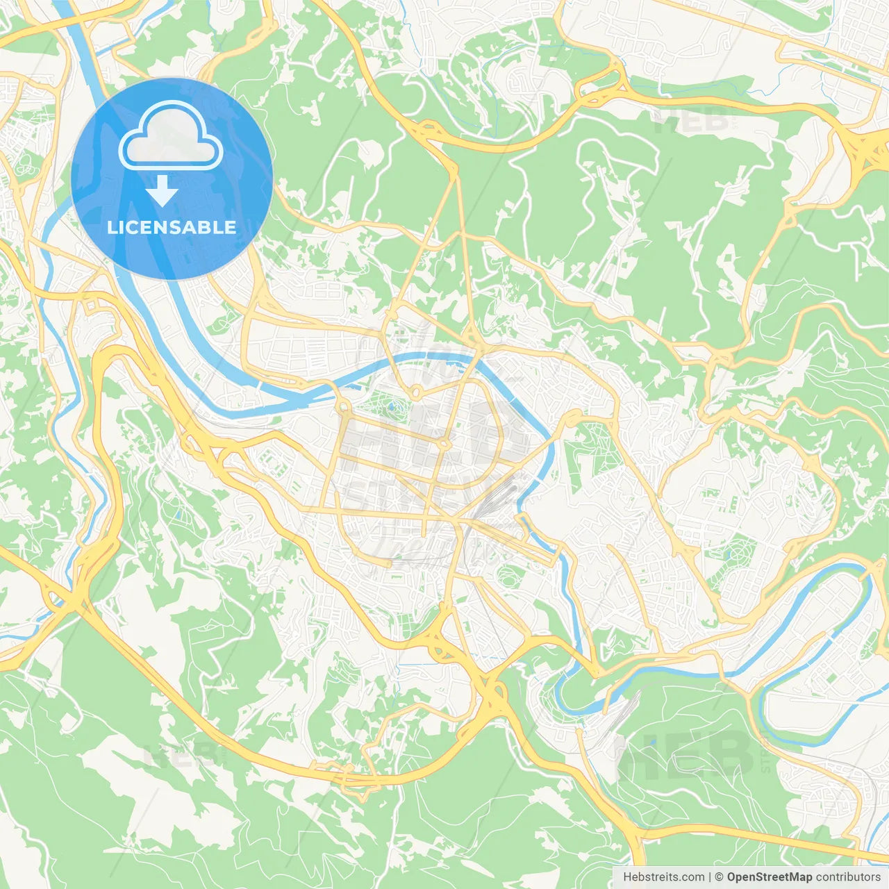 Bilbao, Spain Vector Map - Classic Colors