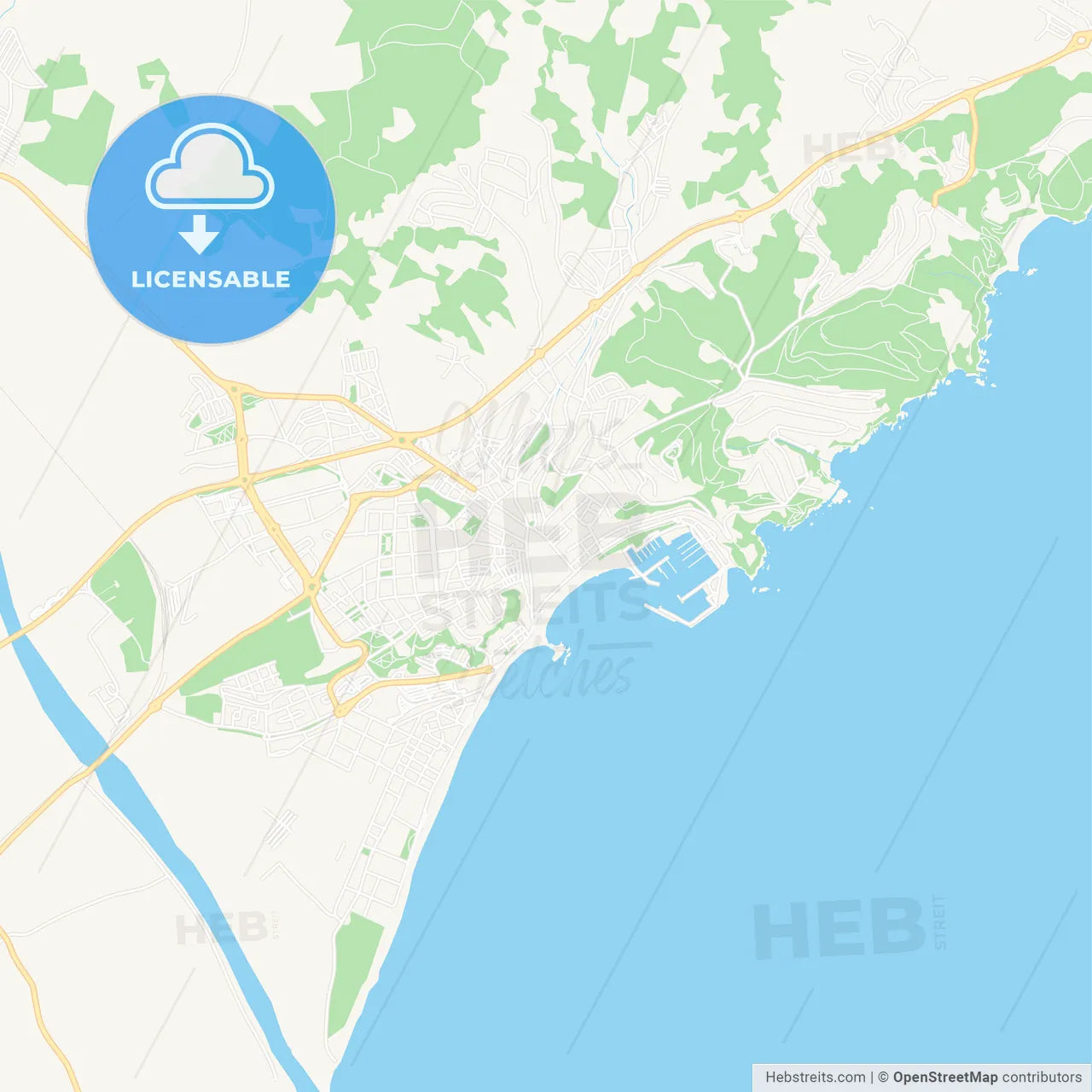 Blanes, Spain Vector Map - Classic Colors