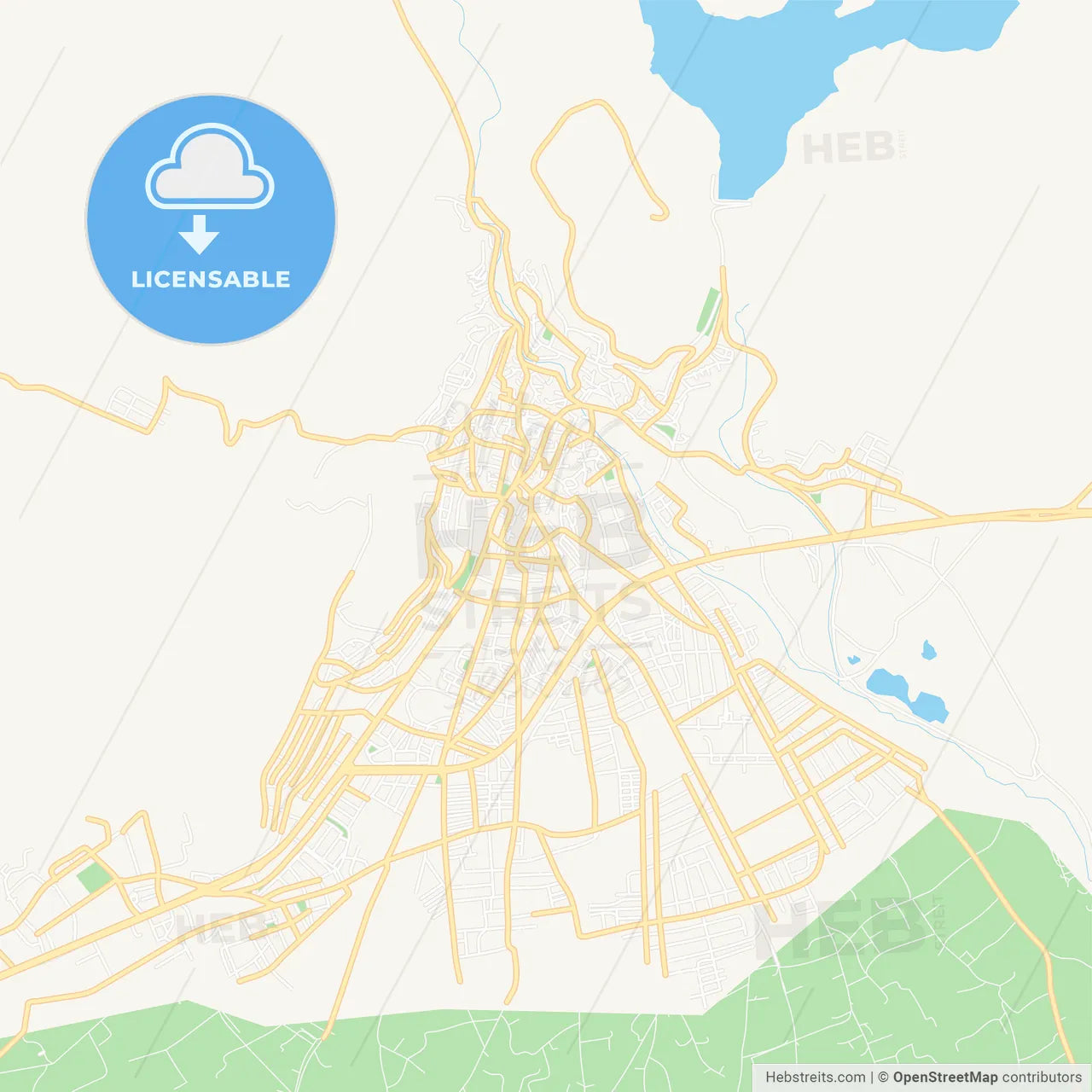Bergama, Turkey Vector Map - Classic Colors