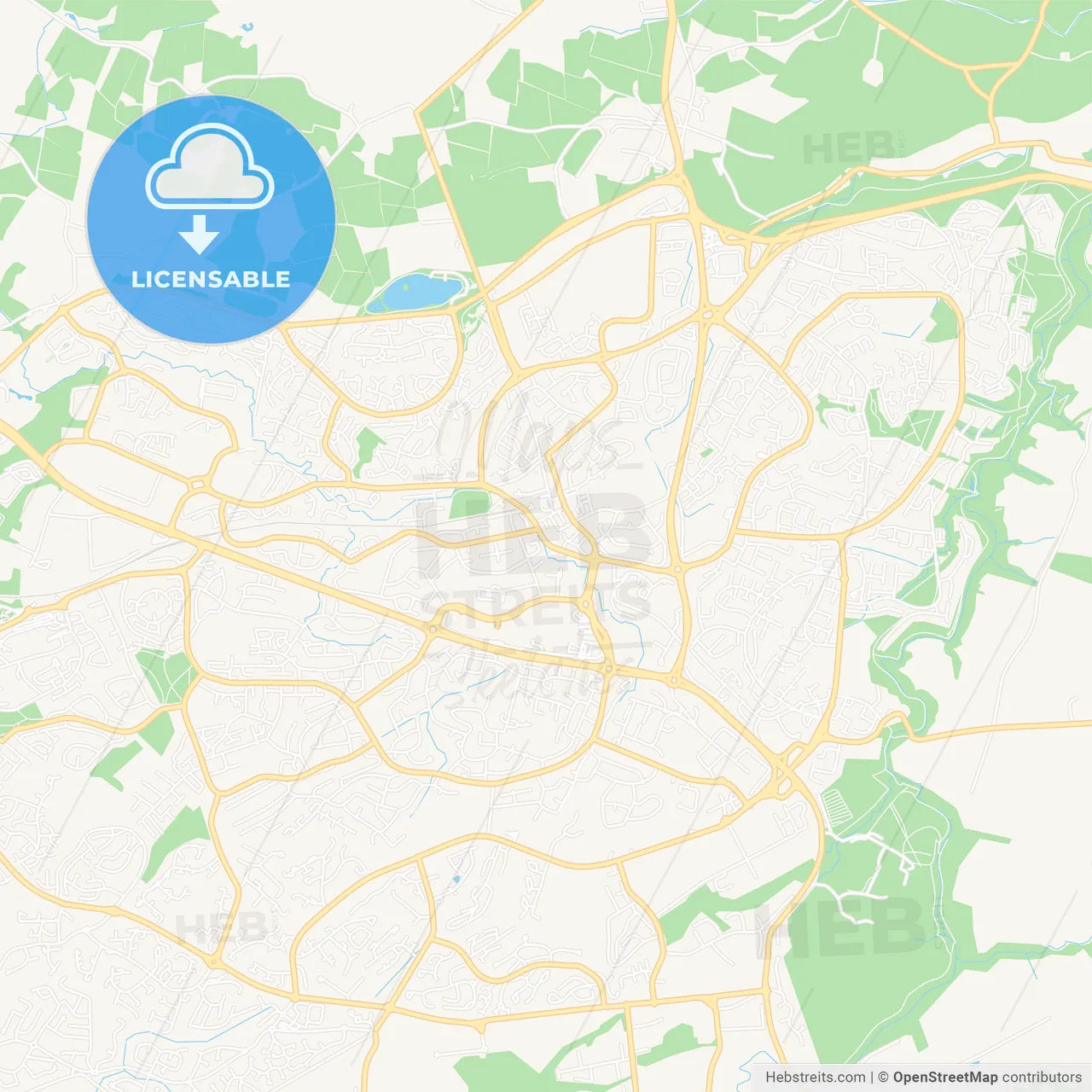 East Kilbride, Scotland Vector Map - Classic Colors