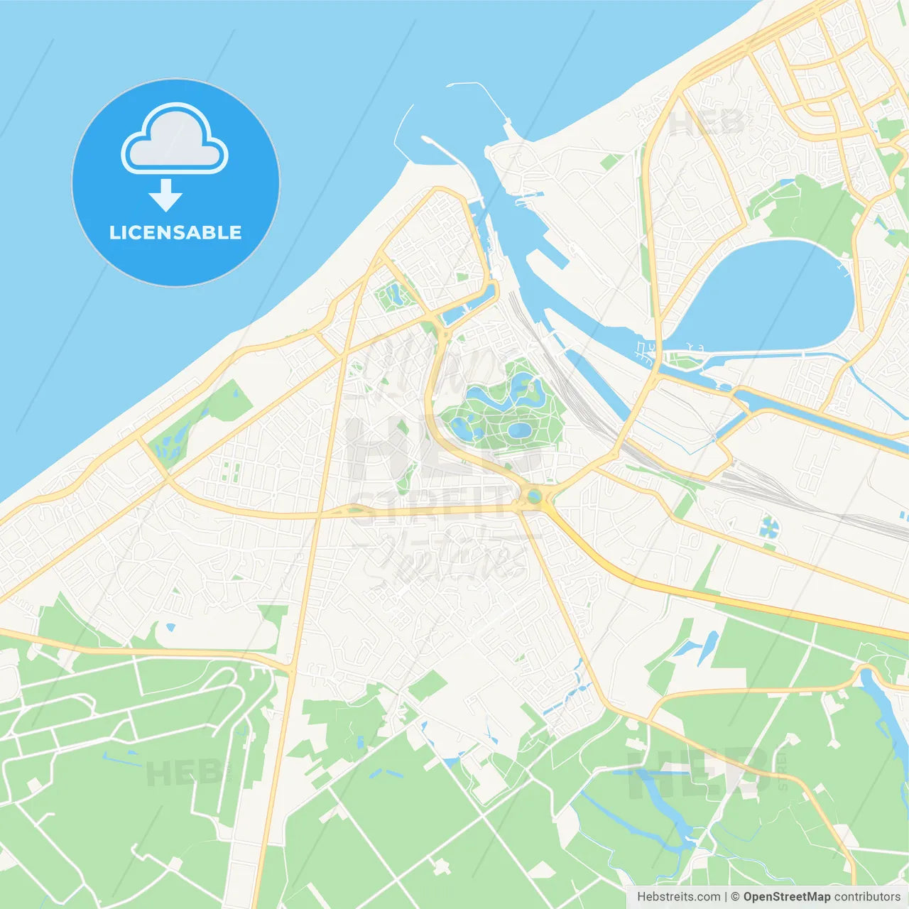 Ostend , Belgium Vector Map - Classic Colors