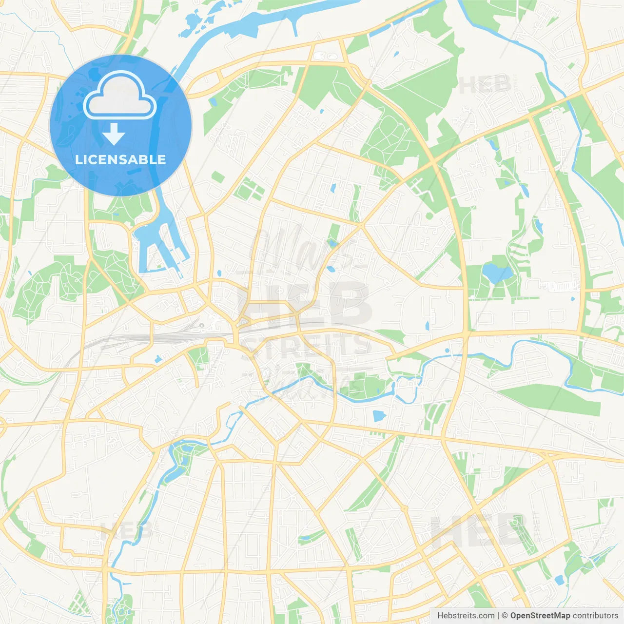 Odense, Denmark Vector Map - Classic Colors