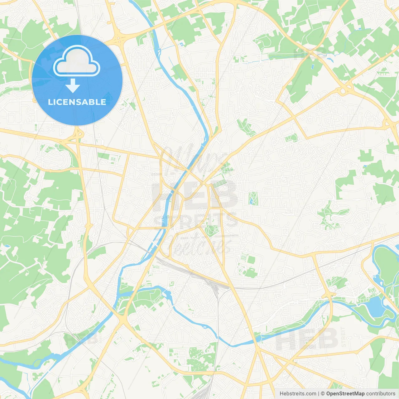 Le Mans, France Vector Map - Classic Colors