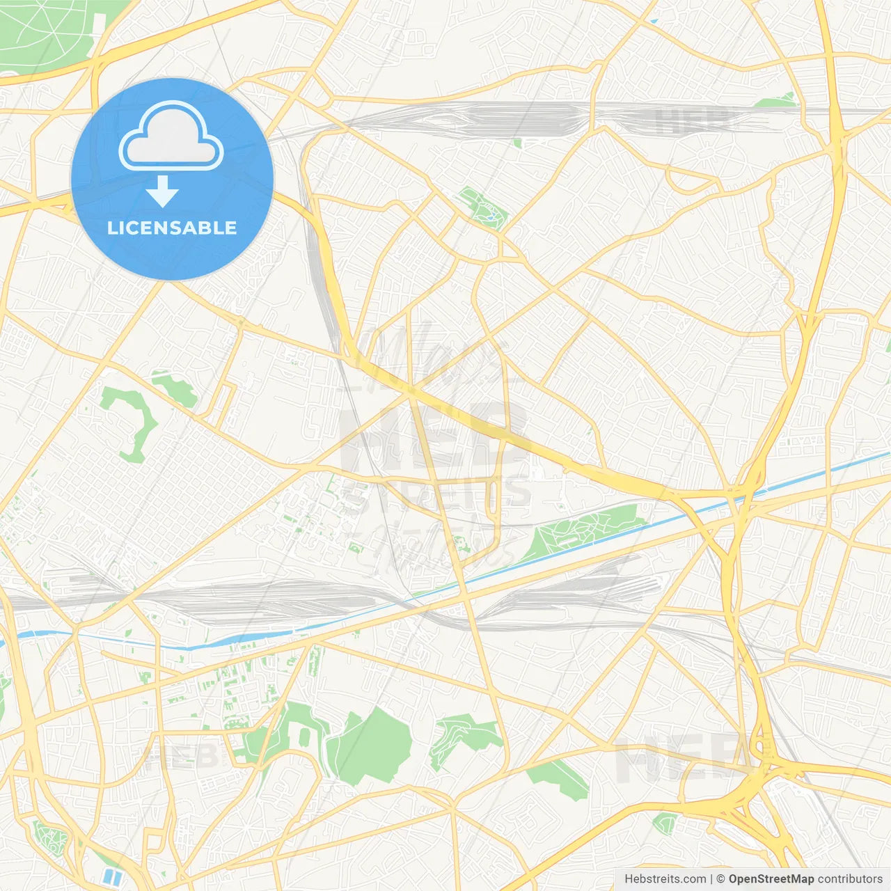 Bobigny, France Vector Map - Classic Colors