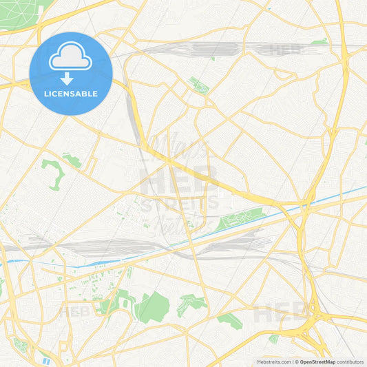 Bobigny, France Vector Map - Classic Colors