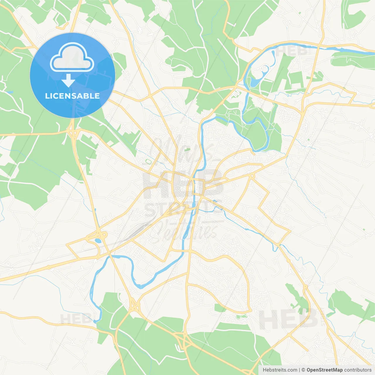 Castres, France Vector Map - Classic Colors