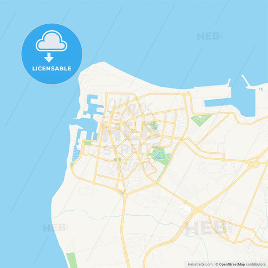 Le Port, France Vector Map - Classic Colors