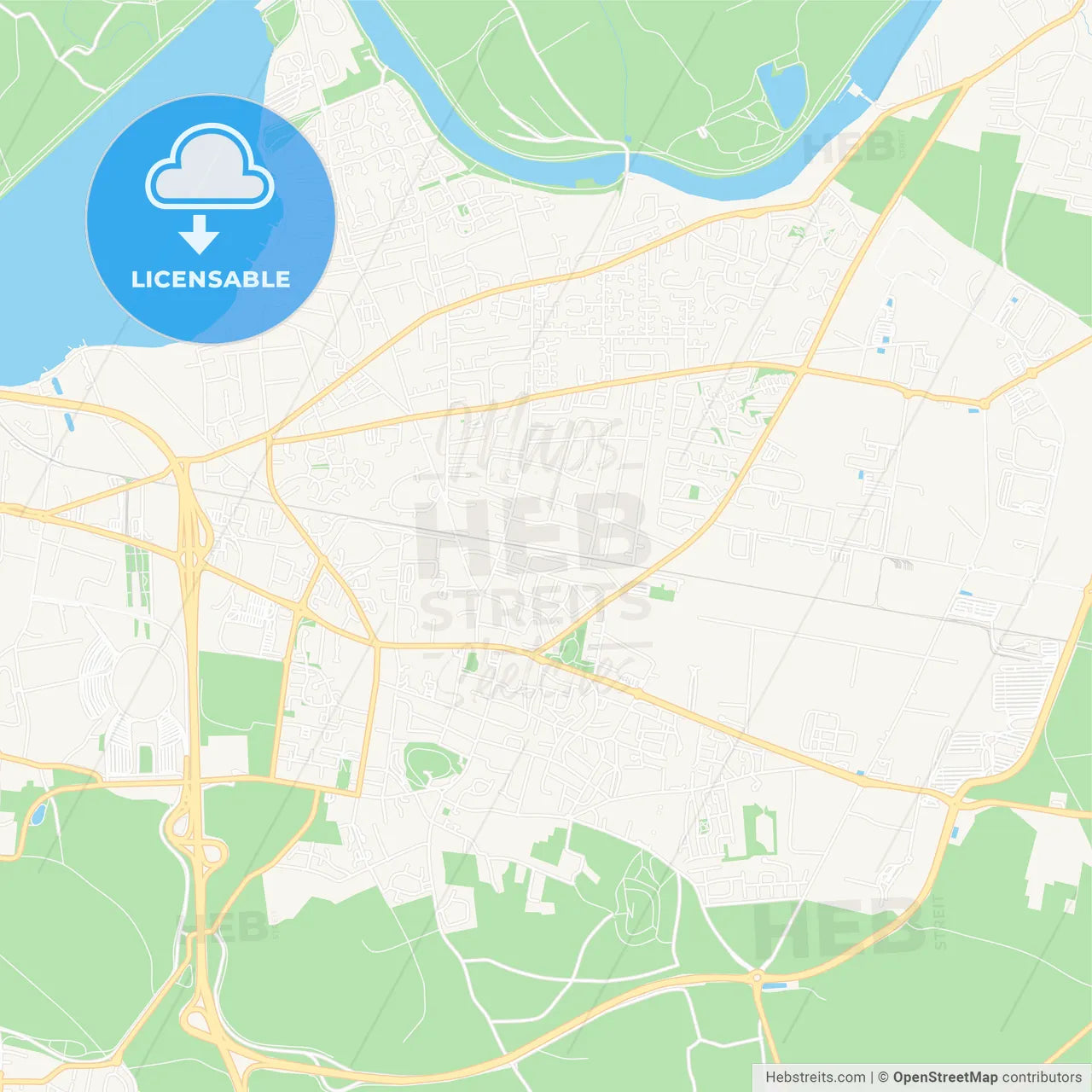 Meyzieu, France Vector Map - Classic Colors