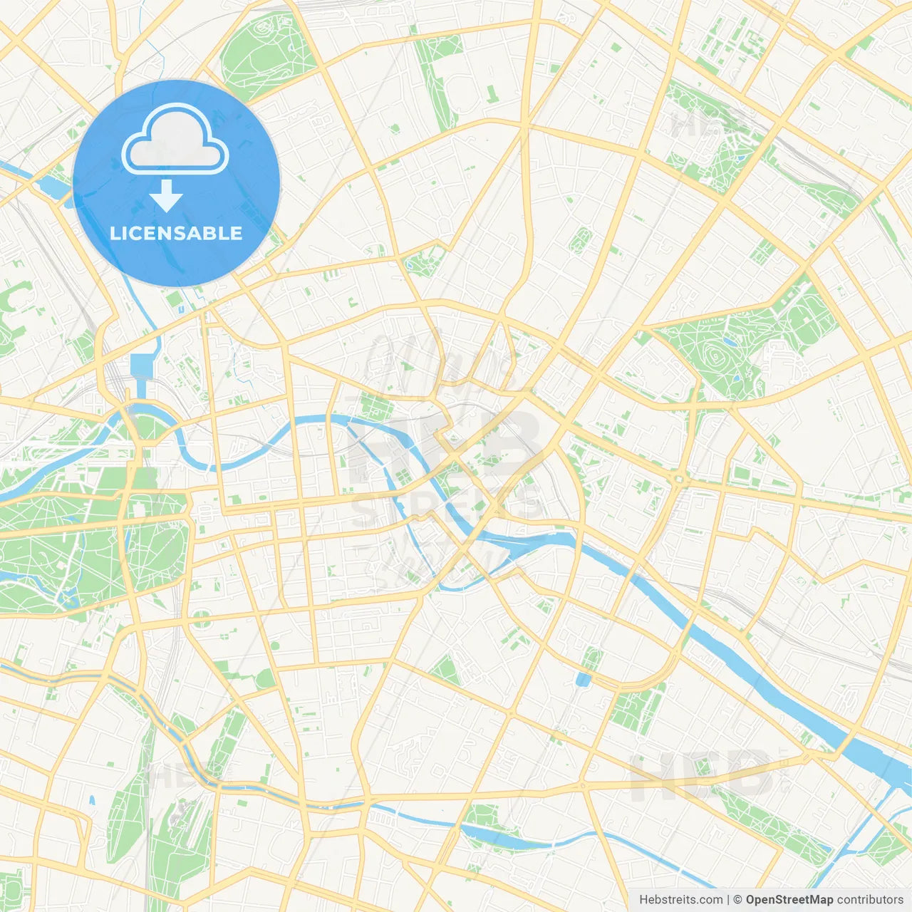 Berlin, Germany Vector Map - Classic Colors