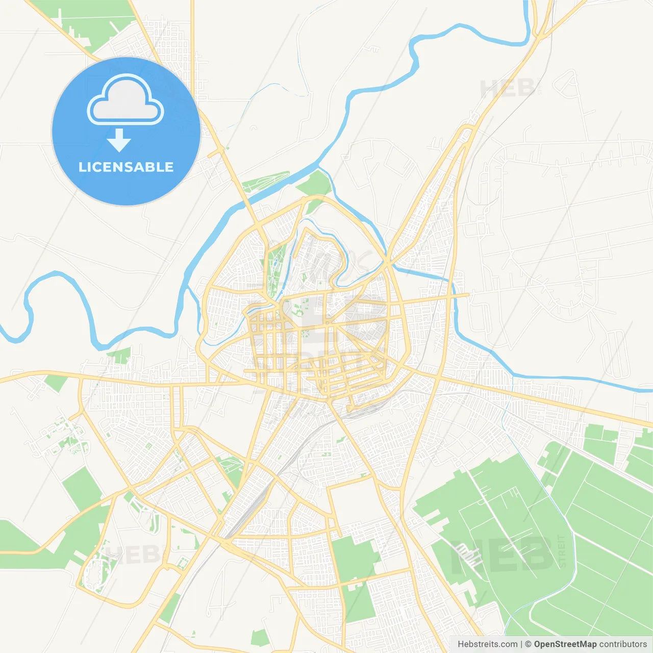 Larissa, Greece Vector Map - Classic Colors