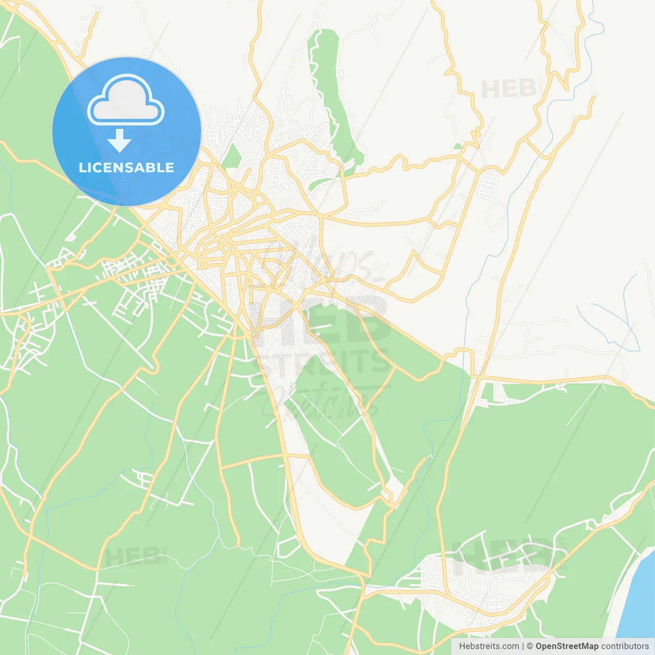 Agrinio, Greece Vector Map - Classic Colors