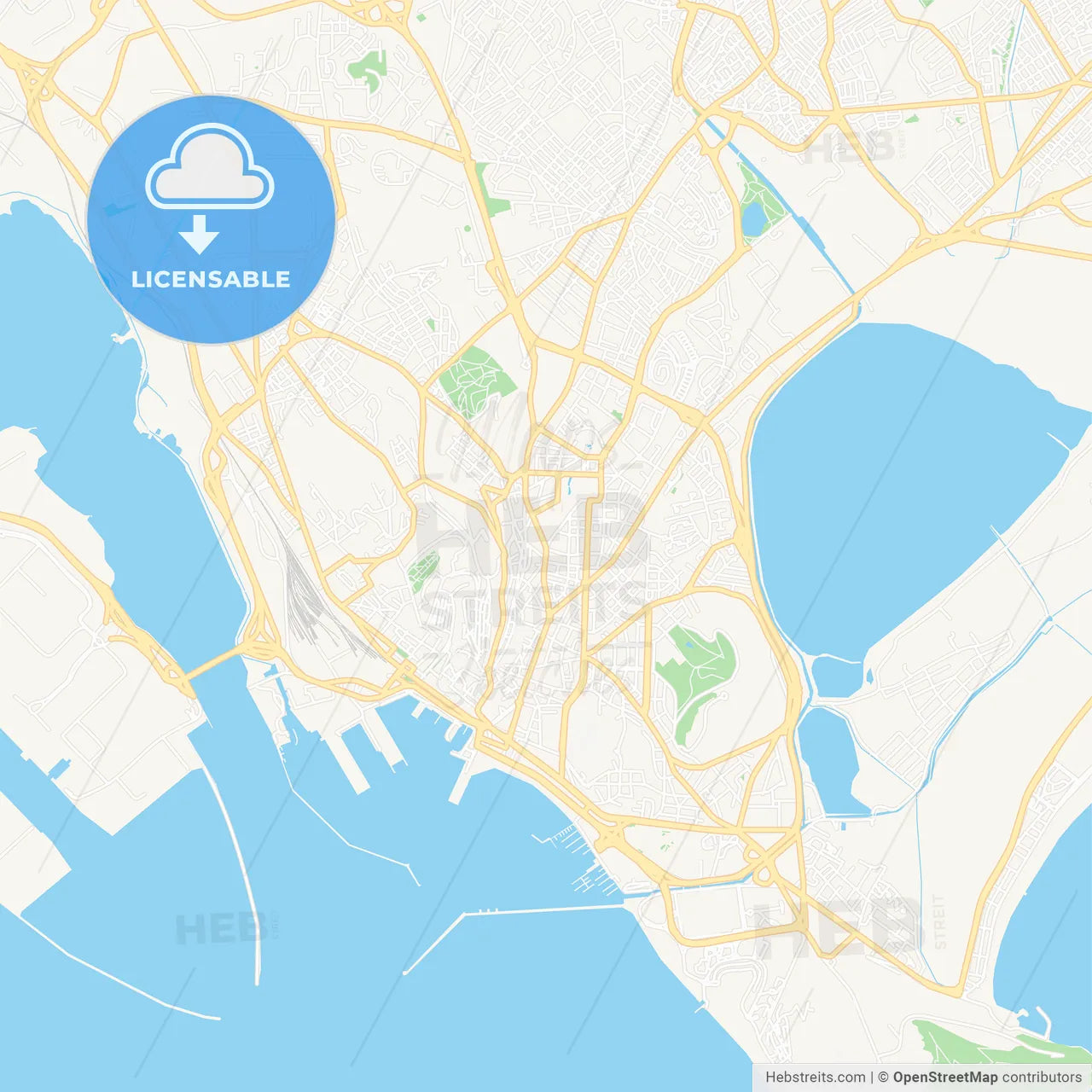 Cagliari, Italy Vector Map - Classic Colors