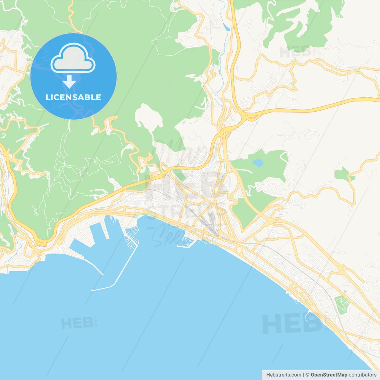 Salerno, Italy Vector Map - Classic Colors