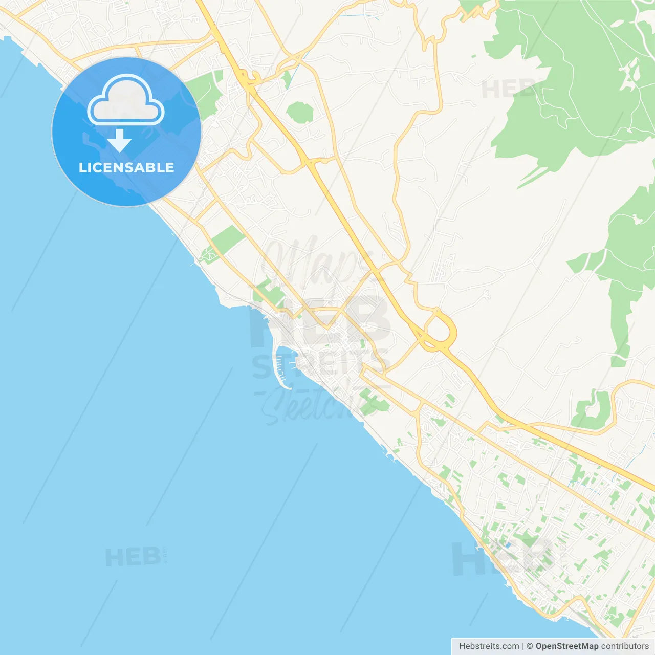 Torre del Greco, Italy Vector Map - Classic Colors