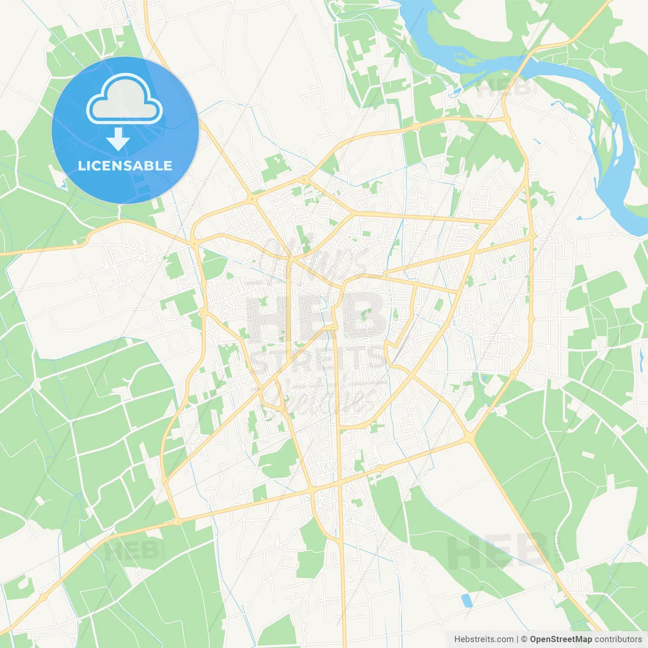 Vigevano, Italy Vector Map - Classic Colors