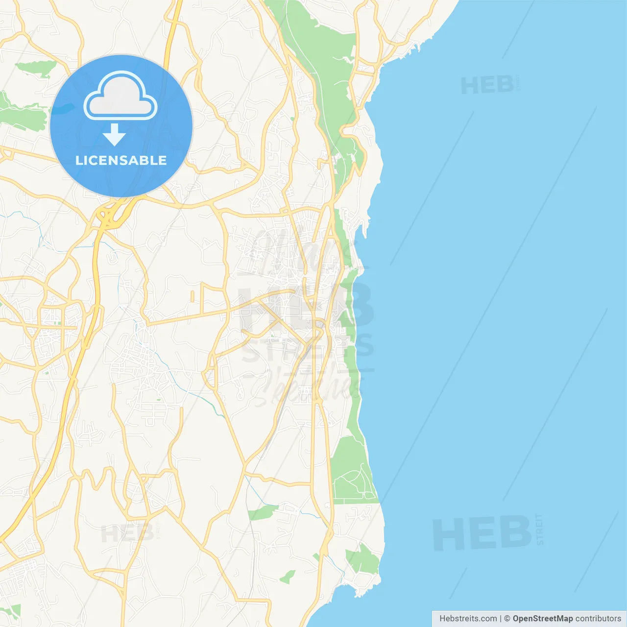 Acireale, Italy Vector Map - Classic Colors