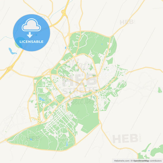 Castelo Branco, Portugal Vector Map - Classic Colors