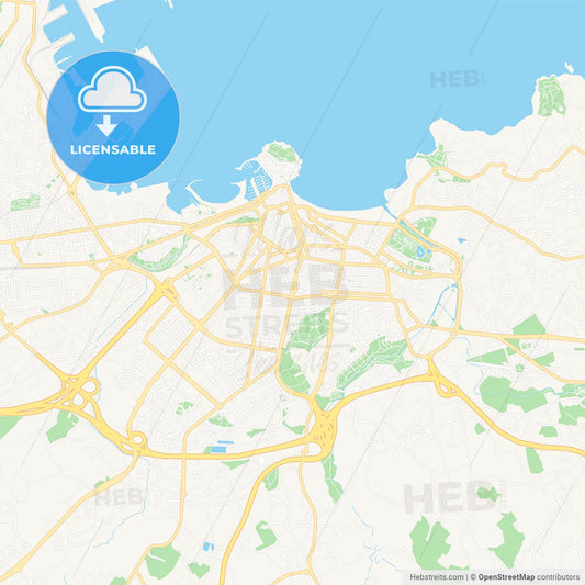 Gijon, Spain Vector Map - Classic Colors