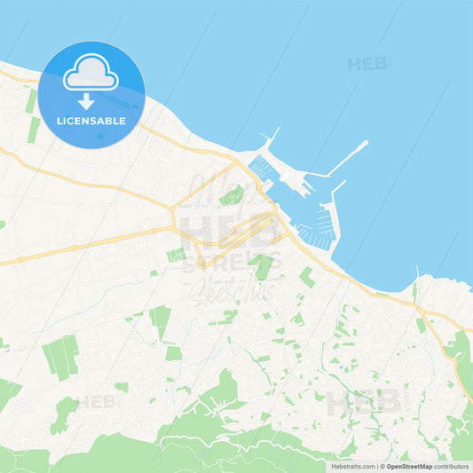 Denia, Spain Vector Map - Classic Colors