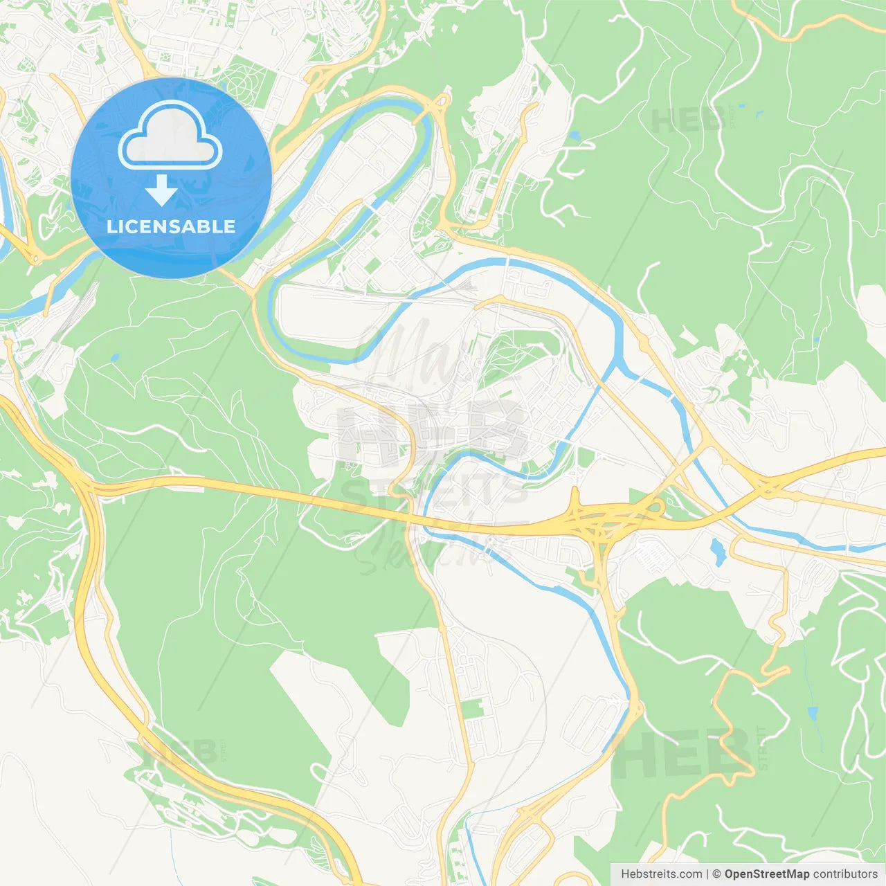 Basauri, Spain Vector Map - Classic Colors