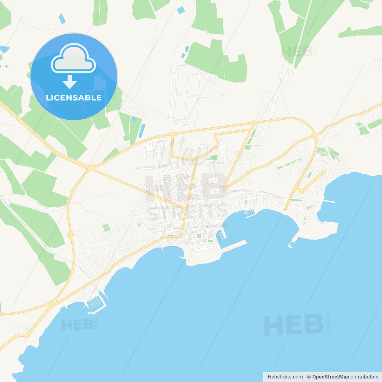 Aguilas, Spain Vector Map - Classic Colors