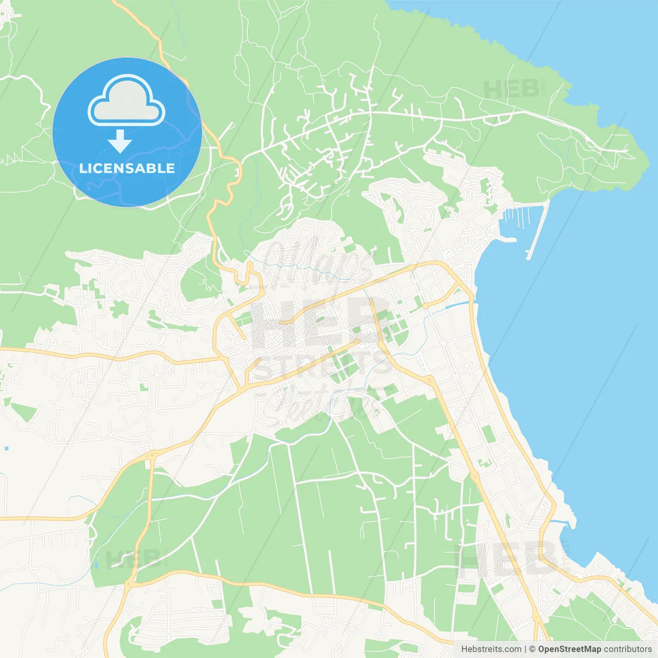 Javea, Spain Vector Map - Classic Colors