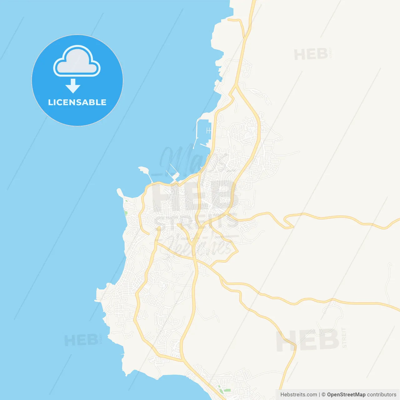 Kusadasi, Turkey Vector Map - Classic Colors