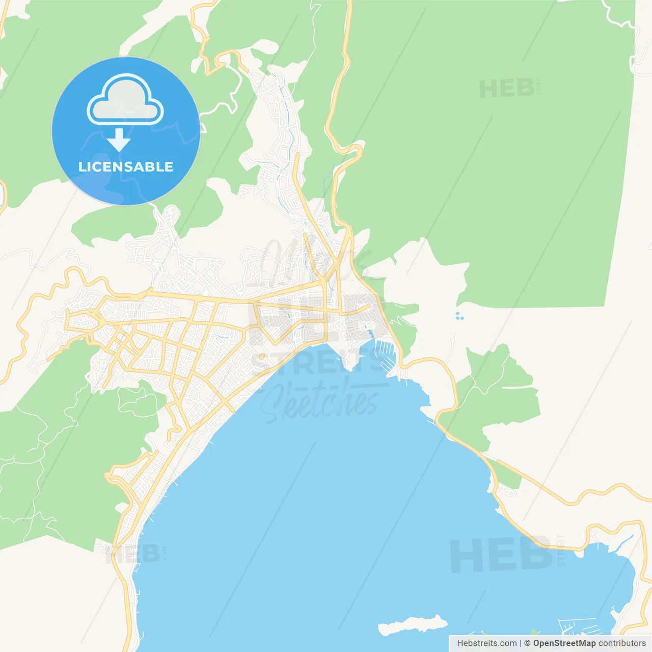 Marmaris, Turkey Vector Map - Classic Colors