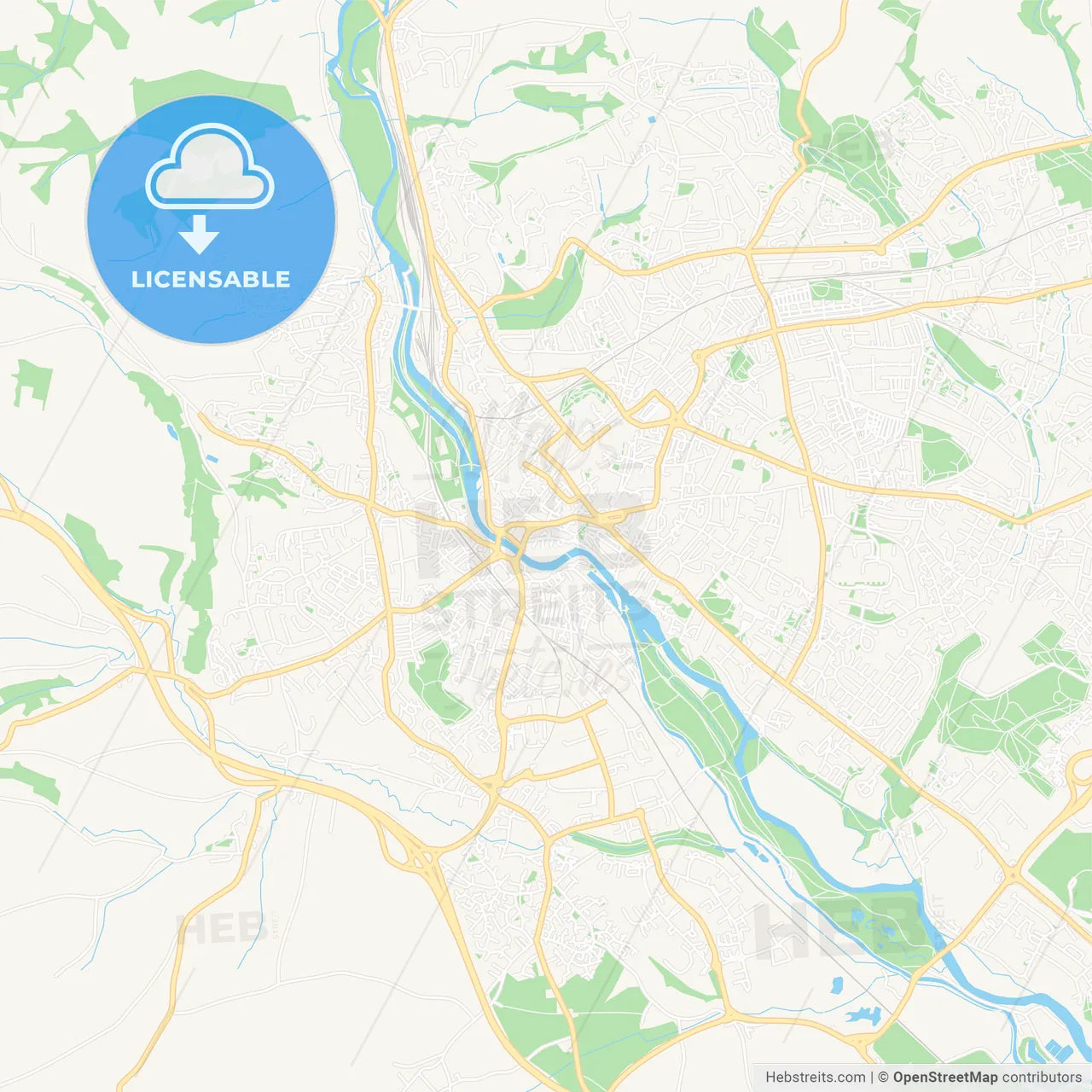 Exeter, England Vector Map - Classic Colors