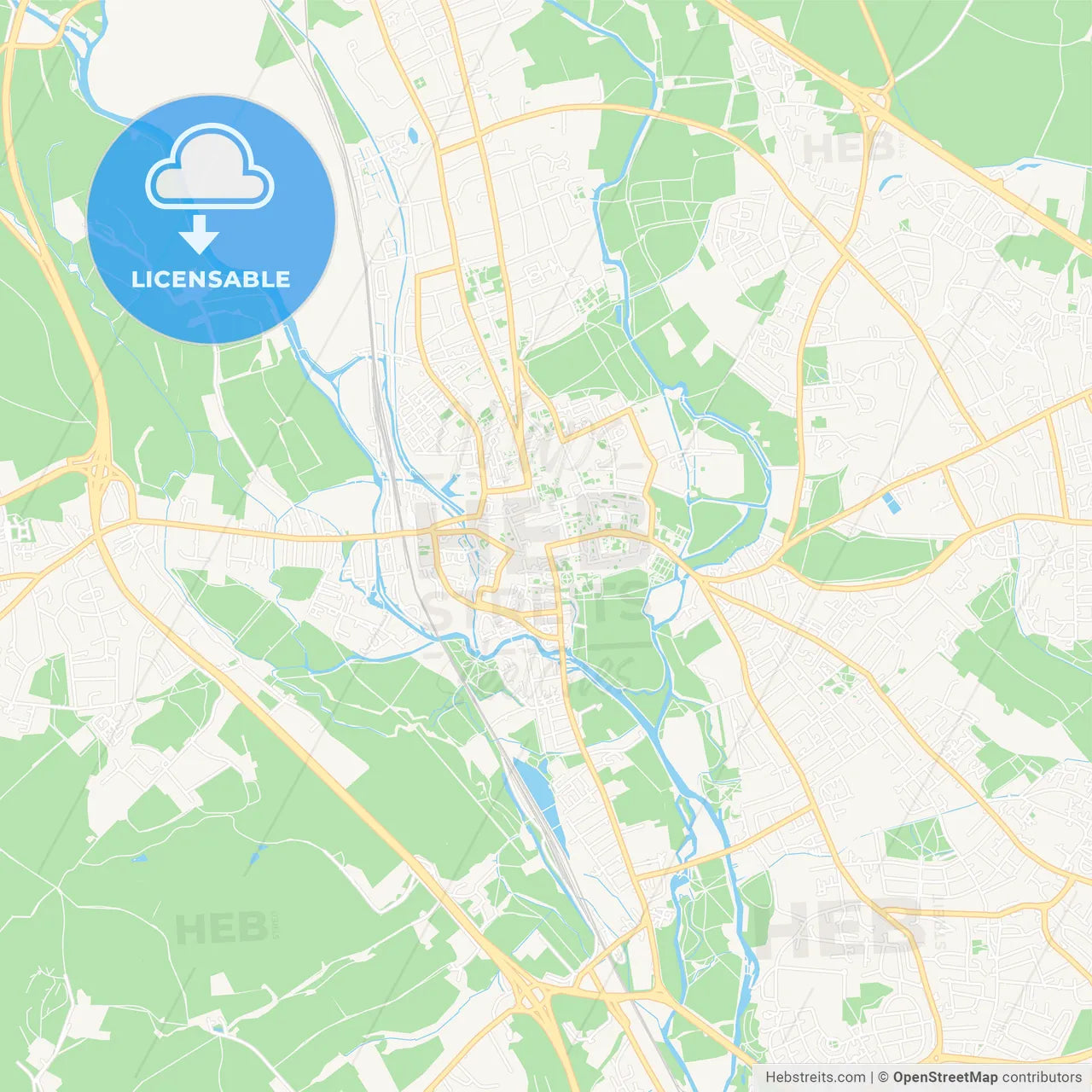 Oxford, England Vector Map - Classic Colors