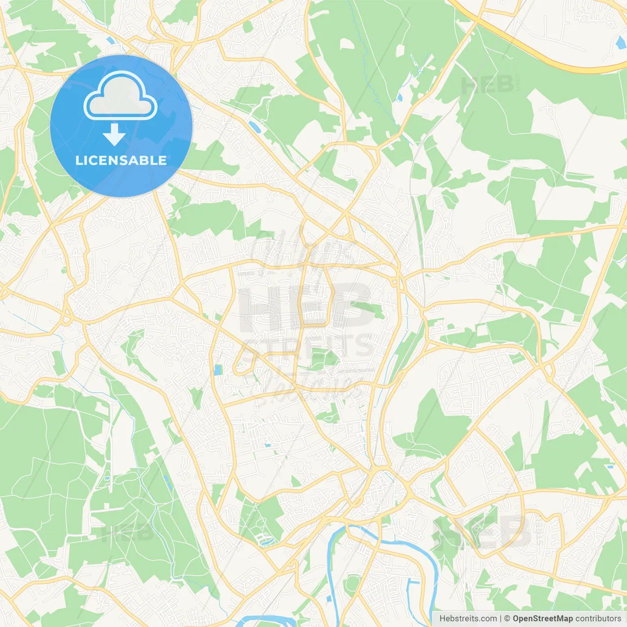 Batley, England Vector Map - Classic Colors