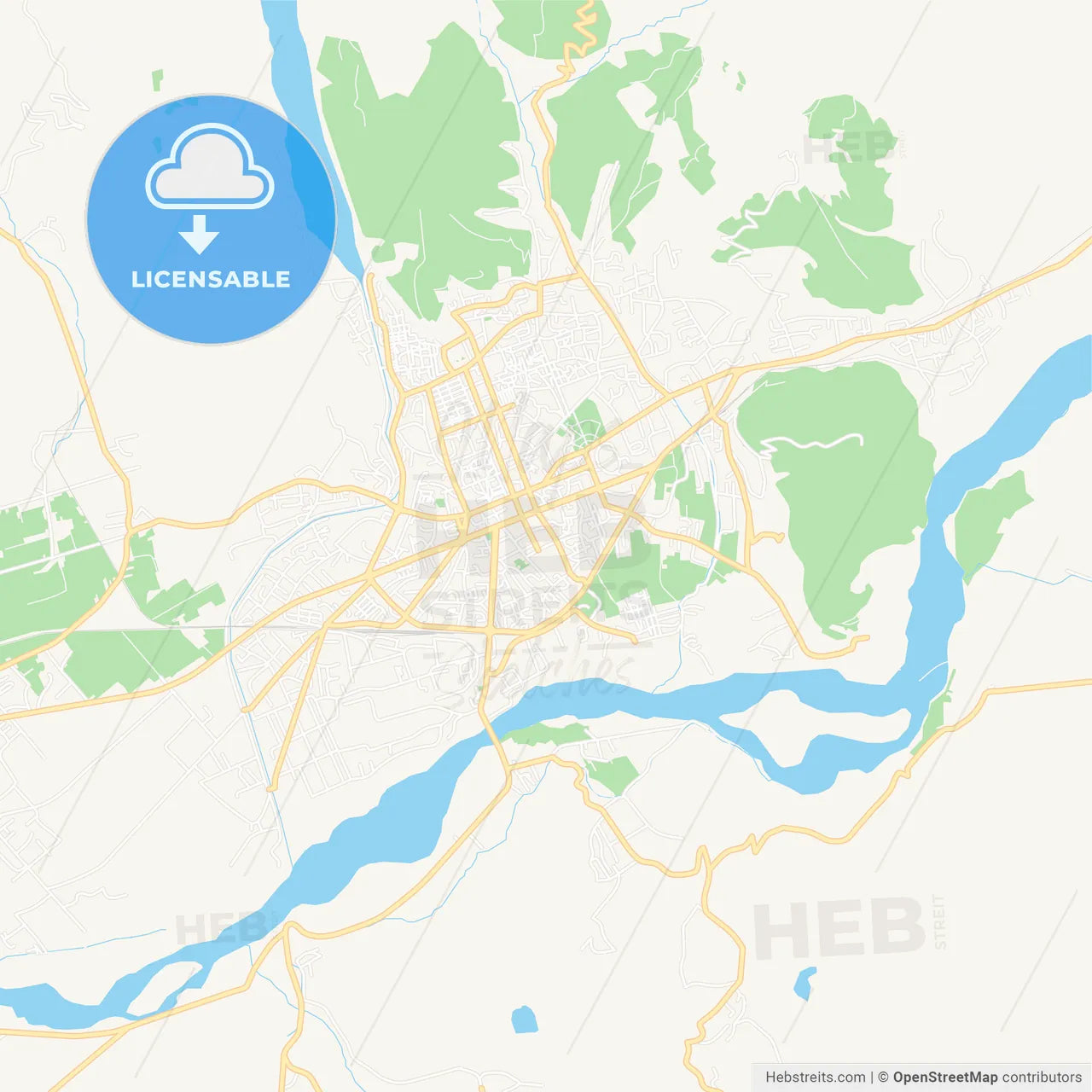 Elbasan, Albania Vector Map - Classic Colors