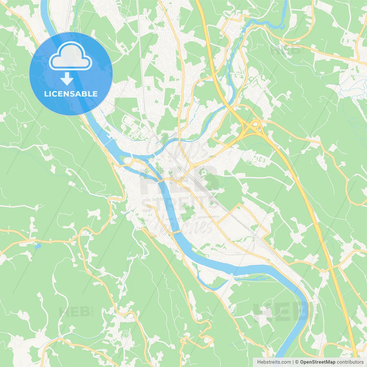 Hallein, Austria Vector Map - Classic Colors