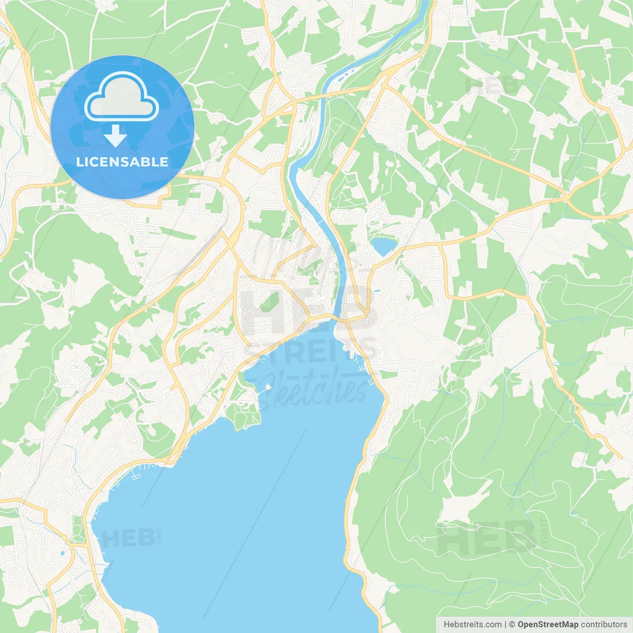 Gmunden, Austria Vector Map - Classic Colors