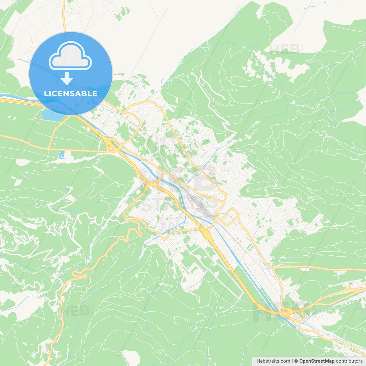 Bludenz, Austria Vector Map - Classic Colors