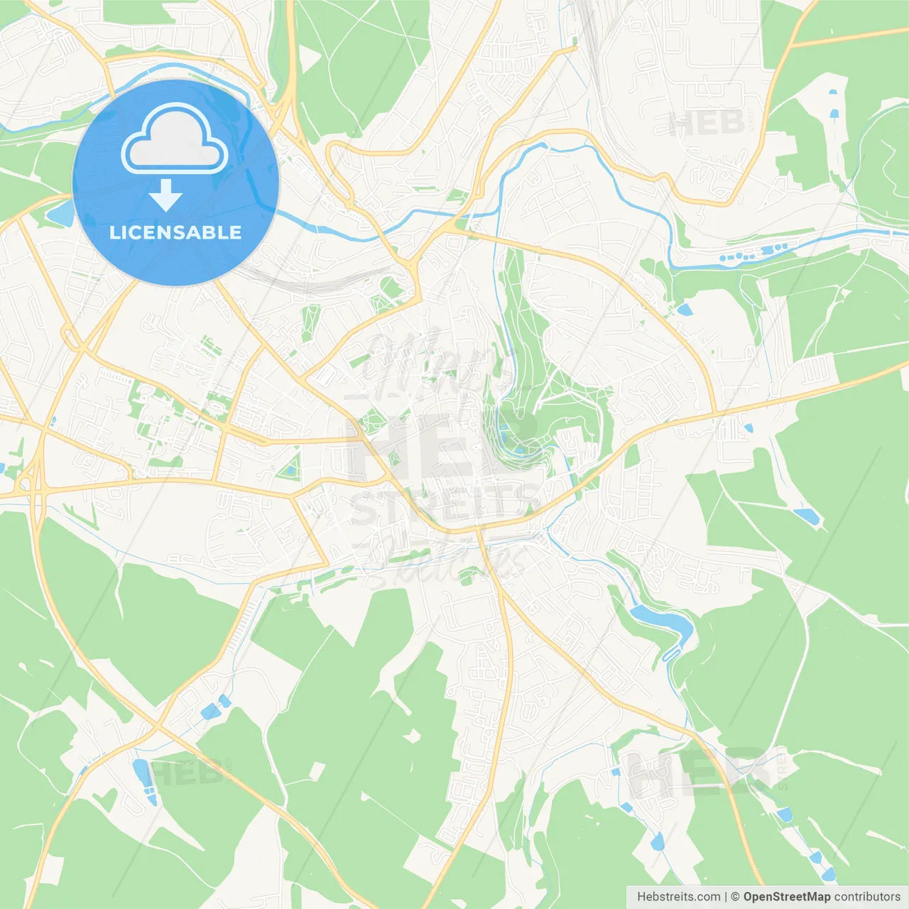 Jihlava, Czechia Vector Map - Classic Colors