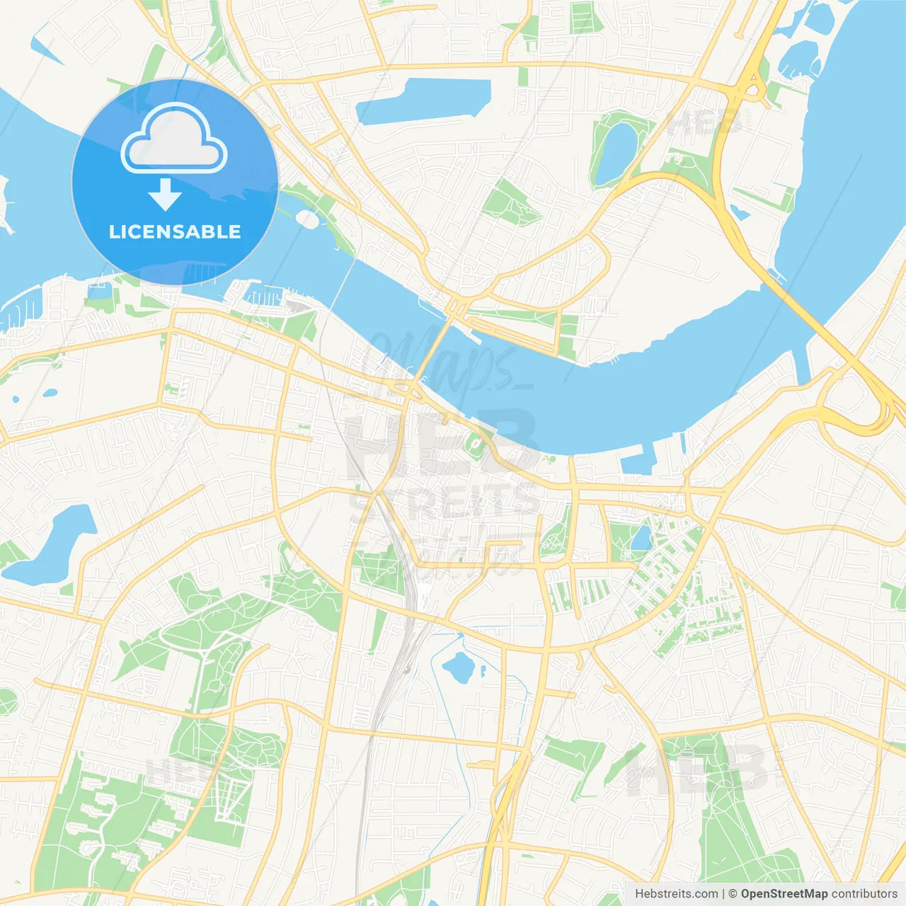 Aalborg, Denmark Vector Map - Classic Colors